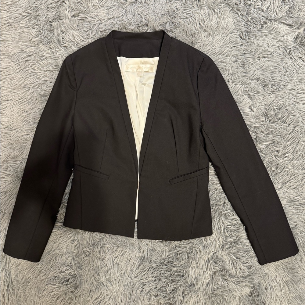 Boston Proper fully lined blazer jacket front closure trim size S